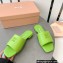 Miu Miu Metal lettering logo Leather Flat sandals Green 2023