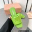 Miu Miu Metal lettering logo Leather Flat sandals Green 2023
