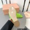 Miu Miu Metal lettering logo Leather Flat sandals Green 2023