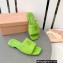 Miu Miu Metal lettering logo Leather Flat sandals Green 2023