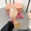 Miu Miu Heel 8.5cm Metal lettering logo Leather sandals Pink 2023