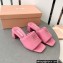 Miu Miu Heel 4.5cm Metal lettering logo Leather sandals Pink 2023