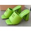 Miu Miu Heel 8.5cm Metal lettering logo Leather sandals Green 2023