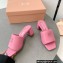 Miu Miu Heel 4.5cm Metal lettering logo Leather sandals Pink 2023