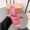 Miu Miu Heel 4.5cm Metal lettering logo Leather sandals Pink 2023