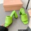 Miu Miu Heel 8.5cm Metal lettering logo Leather sandals Green 2023