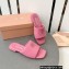 Miu Miu Metal lettering logo Leather Flat sandals Pink 2023