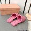 Miu Miu Metal lettering logo Leather Flat sandals Pink 2023