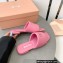 Miu Miu Metal lettering logo Leather Flat sandals Pink 2023