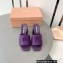 Miu Miu Heel 8.5cm Metal lettering logo Leather sandals Purple 2023