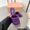 Miu Miu Heel 8.5cm Metal lettering logo Leather sandals Purple 2023