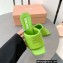 Miu Miu Heel 8.5cm Metal lettering logo Leather sandals Green 2023