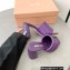 Miu Miu Heel 8.5cm Metal lettering logo Leather sandals Purple 2023
