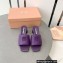 Miu Miu Heel 4.5cm Metal lettering logo Leather sandals Purple 2023
