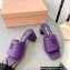 Miu Miu Heel 4.5cm Metal lettering logo Leather sandals Purple 2023