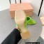 Miu Miu Heel 8.5cm Metal lettering logo Leather sandals Green 2023