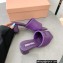 Miu Miu Heel 4.5cm Metal lettering logo Leather sandals Purple 2023