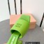 Miu Miu Heel 8.5cm Metal lettering logo Leather sandals Green 2023