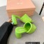 Miu Miu Heel 8.5cm Metal lettering logo Leather sandals Green 2023