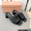 Miu Miu Heel 4.5cm Metal lettering logo Leather sandals Black 2023