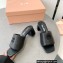 Miu Miu Heel 4.5cm Metal lettering logo Leather sandals Black 2023