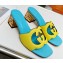 Cheap Sale Gucci Heel 5cm Interlocking G cut-out sandals suede Blue/Yellow 2023