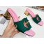 Cheap Sale Gucci Heel 5cm Interlocking G cut-out sandals suede Pink/Green 2023