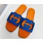 Cheap Sale Gucci Interlocking G cut-out slide sandals suede Orange/Blue 2023