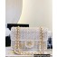 Chanel Lambskin & Viscose Weaving Medium Flap Bag AS3767 White 2023