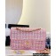Chanel Lambskin & Viscose Weaving Medium Flap Bag AS3767 Pink 2023