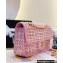 Chanel Lambskin & Viscose Weaving Medium Flap Bag AS3767 Pink 2023