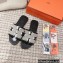 Hermes Oran Sandals in fringed H canvas Black 2023