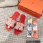 Hermes Oran Sandals in fringed H canvas Cherry Red 2023