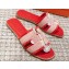Hermes Oran Sandals in fringed H canvas Cherry Red 2023