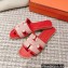 Hermes Oran Sandals in fringed H canvas Cherry Red 2023