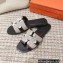 Hermes Oran Sandals in fringed H canvas Coffee 2023