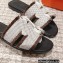 Hermes Oran Sandals in fringed H canvas Coffee 2023