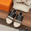 Hermes leather Gwen espadrille Sandals Black 2023
