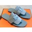 Hermes Galerie Sandals in calfskin Suede Light Blue 2023