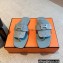 Hermes Galerie Sandals in calfskin Suede Light Blue 2023
