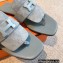 Hermes Galerie Sandals in calfskin Suede Light Blue 2023