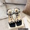 Sergio Rossi Heel 5cm Glitter T-strap Sandals Black with Crystals 2023