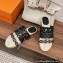 Hermes leather Gwen espadrille Sandals Black 2023