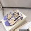 Sergio Rossi Heel 5cm Glitter T-strap Sandals Purple with Crystals 2023