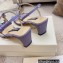 Sergio Rossi Heel 5cm Glitter T-strap Sandals Purple with Crystals 2023