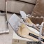 Sergio Rossi Heel 5cm Glitter T-strap Sandals Silver with Crystals 2023