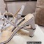 Sergio Rossi Heel 5cm Glitter T-strap Sandals Silver with Crystals 2023