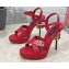 Dolce & Gabbana DG Heel 12cm Platform 1.5cm Logo criss-cross straps sandals Red 2023