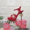 Dolce & Gabbana DG Heel 12cm Platform 1.5cm Logo criss-cross straps sandals Red 2023