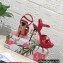 Dolce & Gabbana DG Heel 12cm Platform 1.5cm Logo criss-cross straps sandals Red 2023